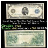 1914 $5 Large Size Blue Seal Federal Reserve Note