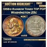 1958-d Washington Quarter Rainbow Toned TOP POP! 2