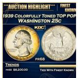 1939 Proof Washington Quarter Colorfully Toned TOP