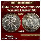 1940 Proof Walking Liberty Half Dollar Toned Near