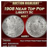 1908 Liberty Nickel Near Top Pop 5c ms66+ SEGS