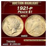 1921-p Peace Dollar $1 ms63 USCG