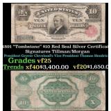 1891 $10 Red Seal Silver Certificate "Tombstone" G