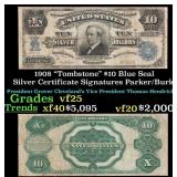 1908 $10 Blue Seal Silver Certificate "Tombstone"