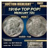 1916-p Mercury Dime TOP POP! 10c ms68+ fsb SEGS