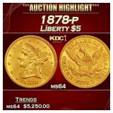 1878-p Gold Liberty Half Eagle $5 ms64 SEGS