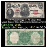 1907 $5 Large Size Legal Tender Note "WoodChopper"
