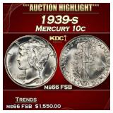 1939-s Mercury Dime 10c ms66 FSB SEGS