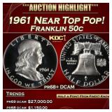 1961 Proof Franklin Half Dollar Near Top Pop! 50c