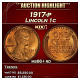 1917-p Lincoln Cent 1c ms66+ rd SEGS
