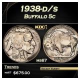1938-d/s Buffalo Nickel 5c ms67 SEGS