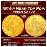 1914-p Gold Indian Quarter Eagle Near Top Pop! $2