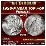 1928-p Peace Dollar Near Top Pop $1 ms66 SEGS