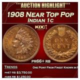 1908 Proof Indian Cent Near Top Pop 1c pr66+ rb SE