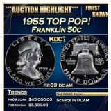 1955 Proof Franklin Half Dollar TOP POP! 50c pr69