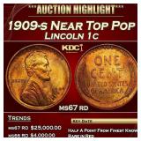 1909-s Lincoln Cent Near Top Pop 1c ms67 rd SEGS