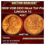 1909 VDB DDO Lincoln Cent Near Top Pop 1c ms67 rd