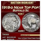 1918-d Buffalo Nickel Near Top Pop! 5c ms66+ SEGS