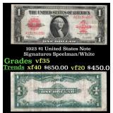 1923 $1 United States Note Grades vf++ Signatures