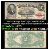 1917 $2 Large Size Legal Tender Note Thomas Jeffer