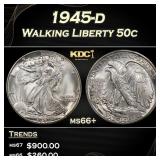 1945-d Walking Liberty Half Dollar 50c ms66+ SEGS