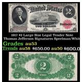 1917 $2 Large Size Legal Tender Note Thomas Jeffer