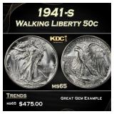 1941-s Walking Liberty Half Dollar 50c Grades ms65