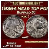 1936-s Buffalo Nickel Near Top Pop 5c ms67 SEGS