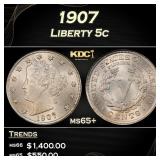 1907 Liberty Nickel 5c ms65+ SEGS