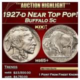 1927-d Buffalo Nickel Near Top Pop! 5c ms65+ SEGS