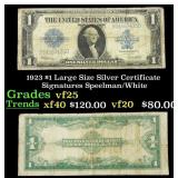 1923 $1 large size Silver Certificate Grades vf+ S