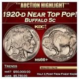 1920-d Buffalo Nickel Near Top Pop! 5c ms66+ SEGS