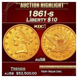 1861-s Gold Liberty Eagle $10 au58 SEGS
