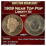 1909 Proof Liberty Nickel Near Top Pop 5c pr67+ SE