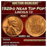 1929-d Lincoln Cent Near Top Pop! 1c ms65+ rd SEGS