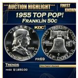 1955 Proof Franklin Half Dollar TOP POP! 50c pr69