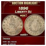 1896 Liberty Nickel 5c ms65+ SEGS