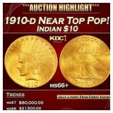 1910-d Gold Indian Eagle Near Top Pop! $10 ms66+ S