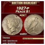 1927-p Peace Dollar $1 ms65+ SEGS