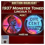 PCGS 1937 Proof Lincoln Cent Monster Toned 1c pr65