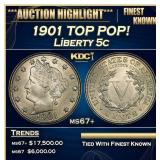 1901 Liberty Nickel TOP POP! 5c ms67+ SEGS