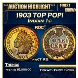 1903 Proof Indian Cent TOP POP! 1c pr67 RB SEGS