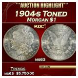 1904-s Morgan Dollar Toned $1 ms63 USCG