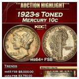 1923-s Mercury Dime Toned 10c ms64+ FSB SEGS