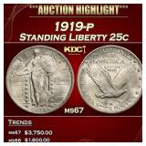1919-p Standing Liberty Quarter 25c ms67 SEGS