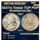 1937-s Washington Quarter Toned TOP POP! 25c ms67+