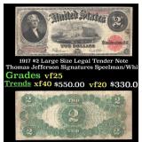 1917 $2 Large Size Legal Tender Note Thomas Jeffer