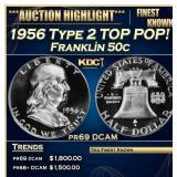 1956 Type 2 Proof Franklin Half Dollar TOP POP! 50