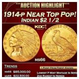 1914-p Gold Indian Quarter Eagle Near Top Pop! $2