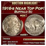 1916-s Buffalo Nickel Near Top Pop! 5c ms66+ SEGS